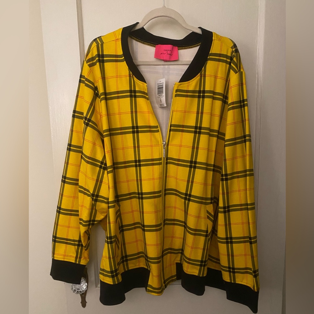 Betsey Johnson limited collection clueless style moto jacket yellow plaid